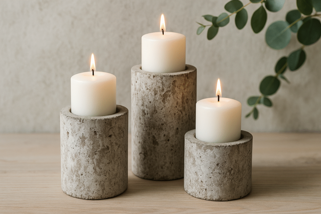 Clay or Cement Candle Holder 2