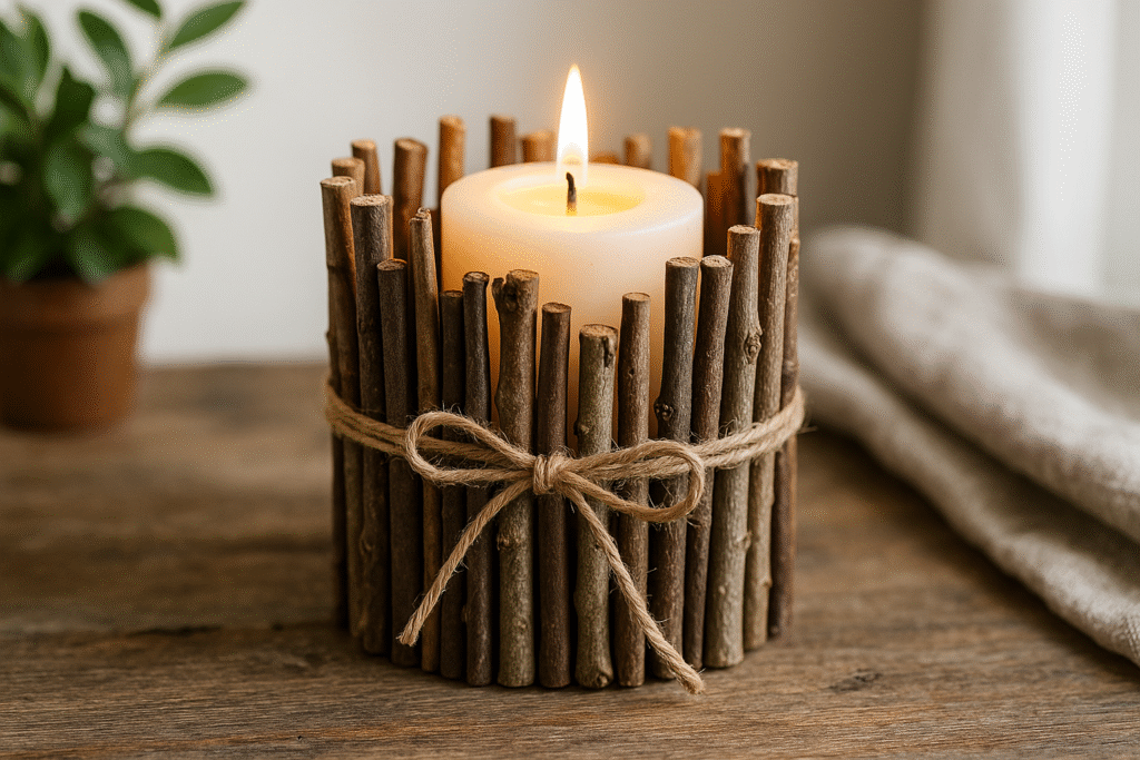 Rope-Wrapped Rustic Candle Holder 2