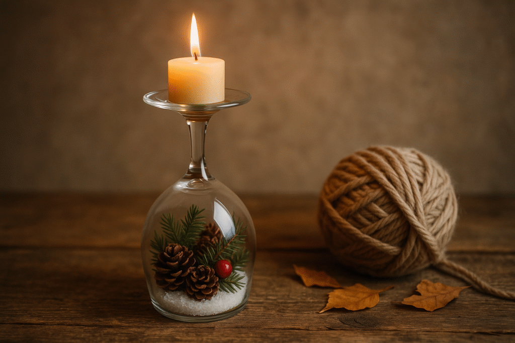 Wine Glass Candle Holder