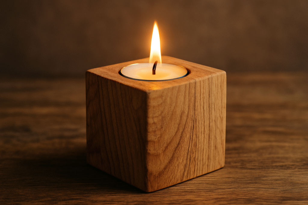 Wooden Block Candle Holder